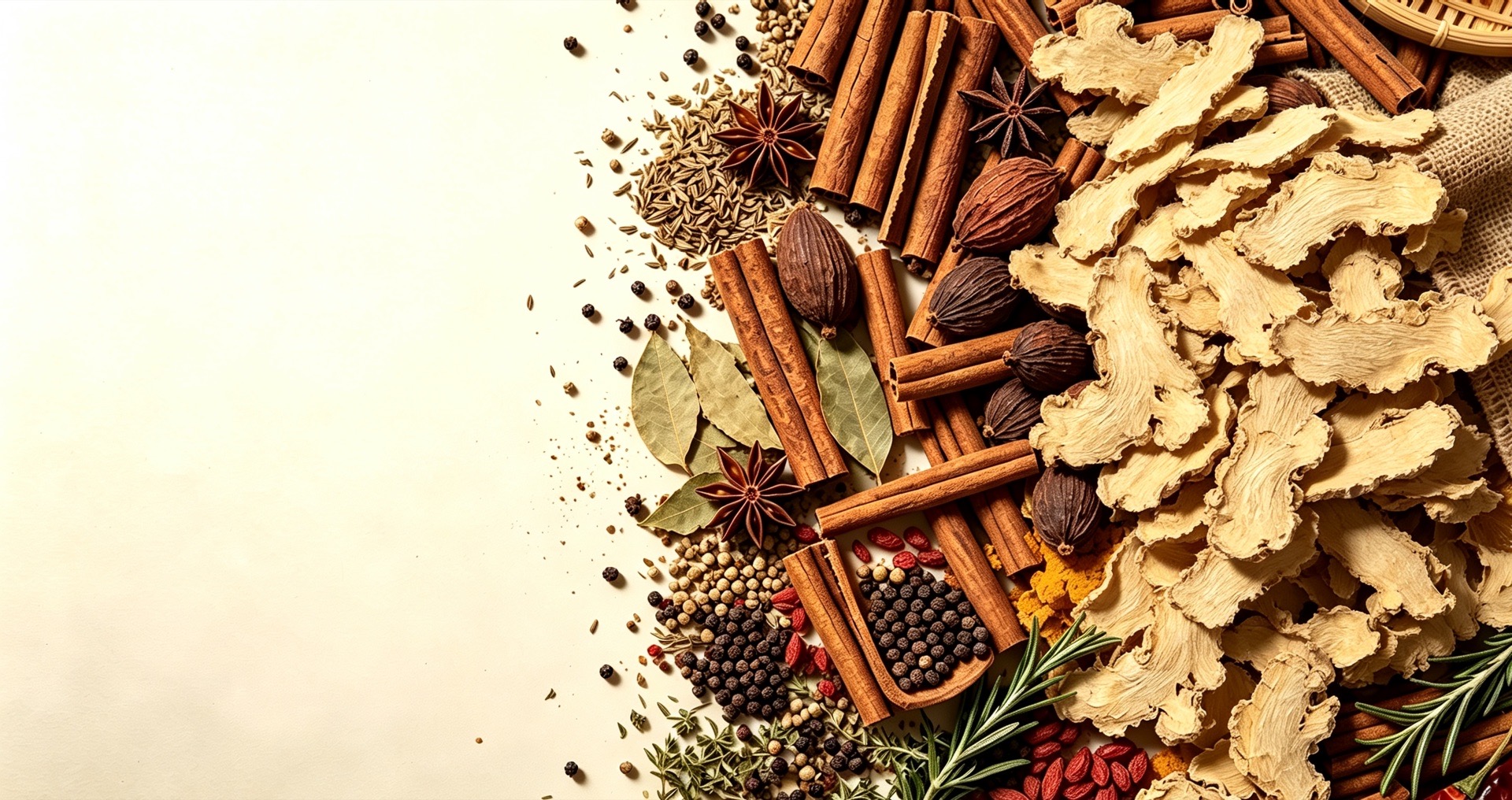 A collection of Chinese spices and herbal ingredients